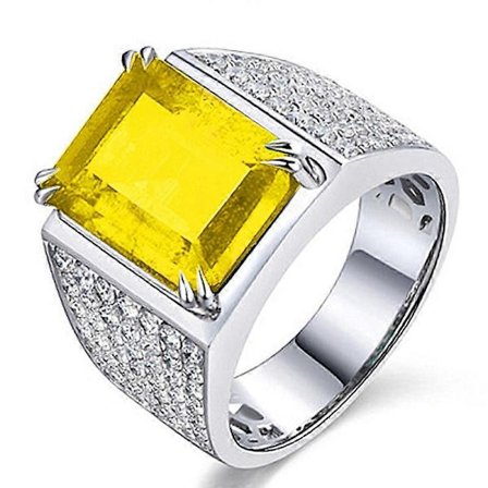 Ring, Åben Ring Fuldt Borede Citrin Ring med 18K Guldbelagt Kobber, Indlagt Gul Diamant & Zirkon