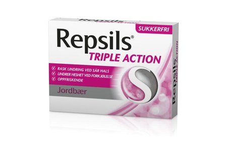 Repsils Triple Actionhalstabletter jordbær 24 stk