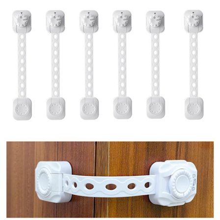 6 kpl vauvan turvalukot, Lapsi/vauvan kaapin lukkosalvat, Jääkaapeille, Lipastoille, Oville ja Ikkunoille Kirkas(bla