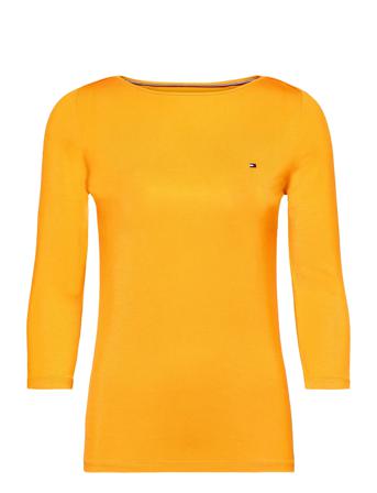 Boat Neck Tee 3/4 Langærmet T-shirt Gul Tommy Hilfiger