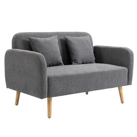 Rootz Dobbeltsofa - Polstring med hynder - Kompakt design - To-personers - Justerbar højde på fodstøtterne - Fløjlsagtig polyester - Gummitræ - Skum -