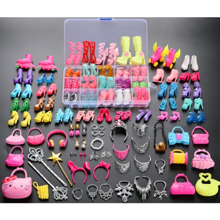 Set med 30 cm Barbie-dockkläder, väskor, outfits, accessoarer
