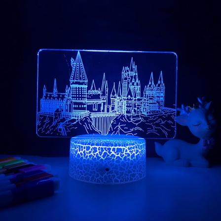 Qinwei Magic Academy Harry Potter nattlampe 3D LED illusjonslampe for barnerom dekorativ lampe -- Mønster O(Sprekksete)