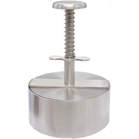 Justerbar Burgerpresse Hamburger Patty Maker med Fjederknap, Rustfrit Stål Non-Stick Fyldt Hamburgerpresse Maker 11cm