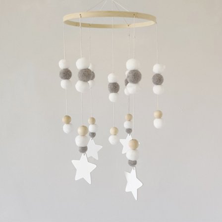 58 x 19,5 x 1 cm, Dekoration i trä för barn - Moln och w