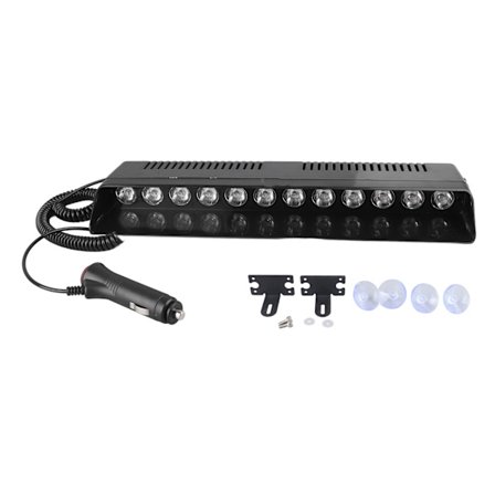 Nødblinklys for bil, 12 LED, tak, dashbord, frontrute, sikkerhetsblinkende lampe med sugekopp