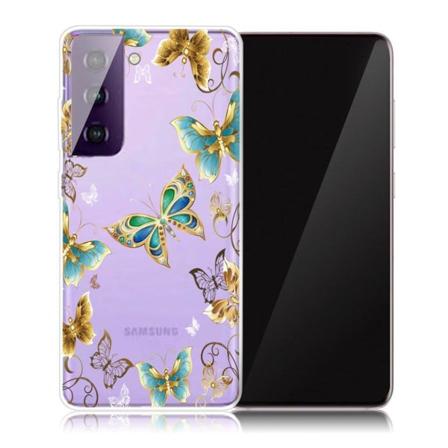 Deco Samsung Galaxy S21 Etui - Gull Sommerfugler Gold