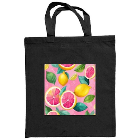 Stoffpose Friske rosa sitrusmønstre med sitroner, grapefrukt og grønne blader på pastellbakgrunn. Sommerlig fruktig design med sterke farger.