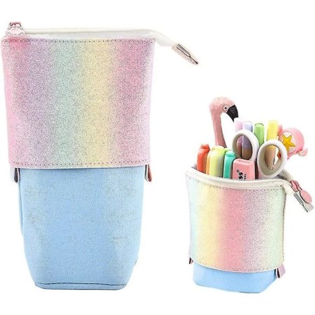 Flicka-kotelo, sarjakuvakotelo, lasten kotelo, teleskooppikotelo, kangaskotelo (sateenkaaren sininen)