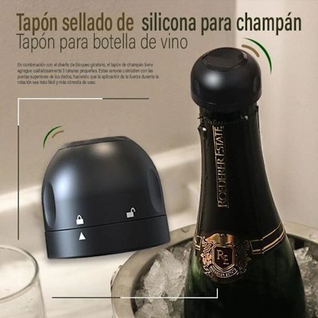 Silikonförseglad propp Wine Champagne Flaskor Sealer Cap svart 3st