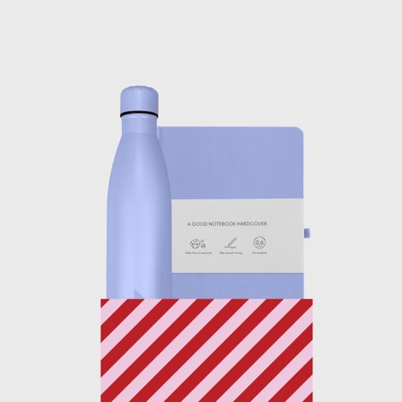 Reusable Thermal Bottle & Stone Paper Notebook, Vista Blue
