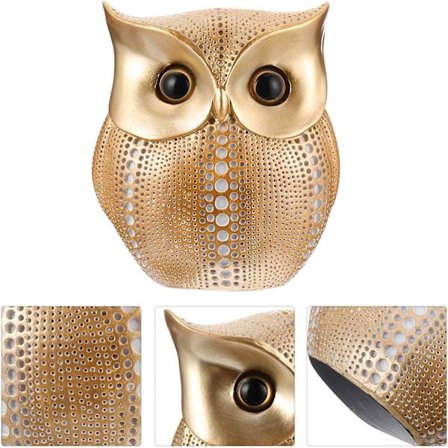 Ugle Statue Dekor Metallisk Gull Ugle Figurer Hylle Dekorasjon