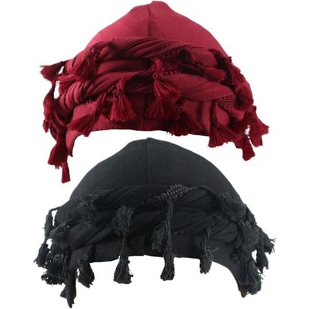 Turban i Satin med Fransar för Män, 2-pack, Vintage Dome Twist Huvudband för Hip-Hop Stil, Stil 1