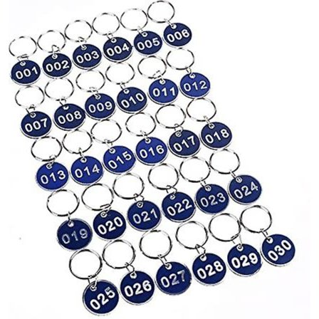 Aluminiumsnummerlapper Håndlapp Hengemerke Metallnummerplate Nøkkeldepositum Nummererte lapper ID-lapper Nøkkelmerker (1-50, Blå)