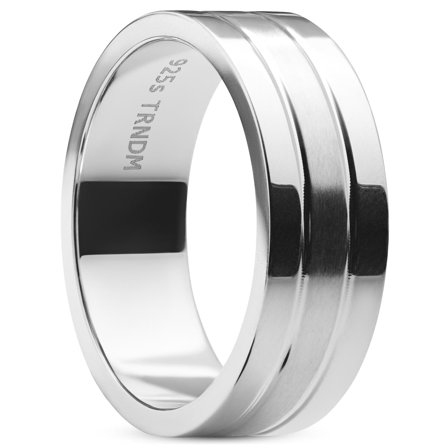 Classic Grooved Polished Stainless Steel Ring for Men - Steel rings