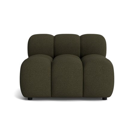 Puffy 1-Sitzer-Modul Sofa in Loop Grün, modernes modulares Design mit Nozag-Federung und komfortabler Polsterung, gerippte Struktur, 64cm.