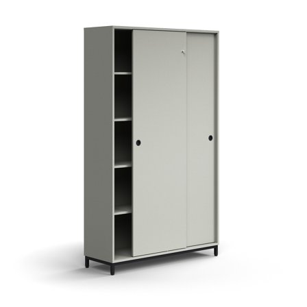 Schiebetürenschrank QBUS, abschließbar, 2020x1200x400 mm, schwarz, hellgrau