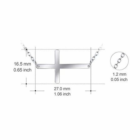 Sideways Kors Halskæde til Kvinder, Sterling Sølv Kristne Gaver til Kvinder Mænd Dreng 16+2" Kæde