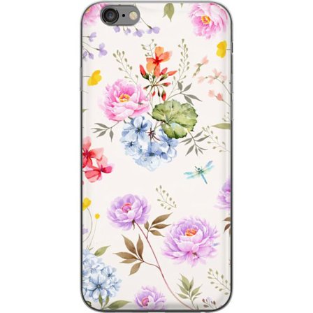 Kompatibel Mobilcover til Apple Apple iPhone 6 Plus Blomstret mønster med håndmalede blomster, sommerfugle og insekter i romantisk skandinavisk stil