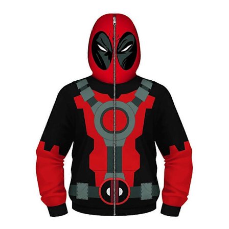 Deadpool Tøj Børn Drenge Cosplay Superhelt Kostume Full Zip Hoodie Hættetrøje Pullover Toppe Alder 4-13 År