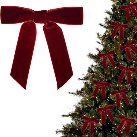 16 kpl Samettisia Joulukuusen Rusetteja, Joulukoristeita, 11 cm Punaisia Samettirusetteja Kierresiteillä, Punaisia Rusetteja Joulukuuseen