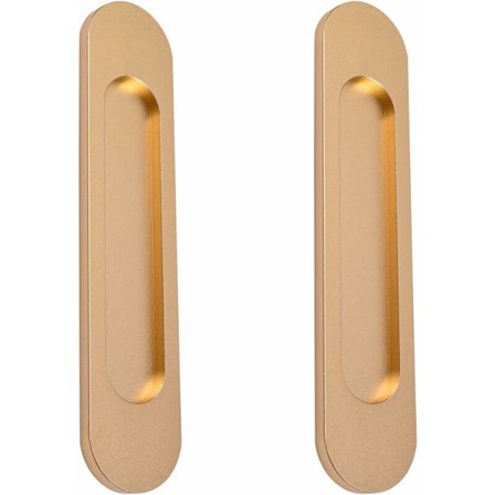 Oval Självhäftande Skjutdörrhandtag, Stansfritt, Lämpligt för Skjutbara Ladugårdsdörrar, Fönster, Garderober (18cm Matt Guld)