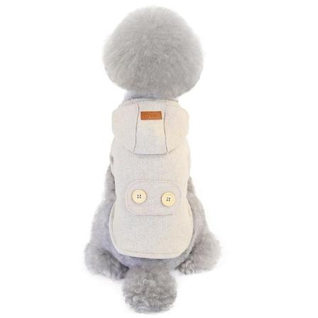 Husdjurskläder för vår, höst och vinter - Husdjurskappa - Husdjursmodekappa - Husdjurströja med huva och knappar - XXL