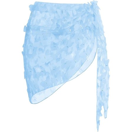 Korte Saronger for Kvinner, Strandomslag, Gjennomsiktig Bikini-omslag, Chiffon-omslag for Badetøy, S-3XL