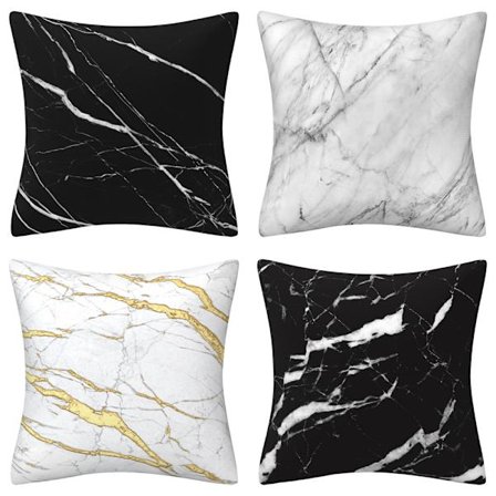 Moderne svart-hvitt marmorert ekstra myke putetrekk for