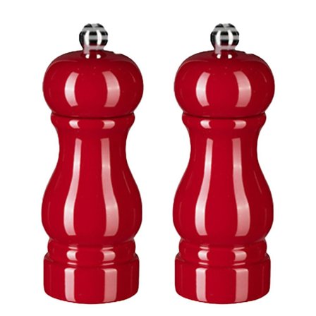 Sæt med salt- og peberkværn, manuelle peberkværne med justerbar 5 tommer rød