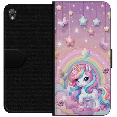 Kompatibelt Lommeboketui til Sony Xperia Z3 Magisk enhjørning med regnbue manke, stjerner og sommerfugler mot en pastellhimmel med skyer
