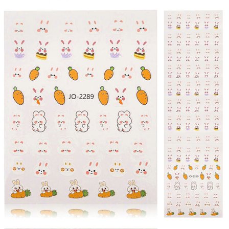 10 Ark Påskeneglekunst Klistermærker Mærkater Kanin Negle Klistermærker Selvklæbende Neglemærkater