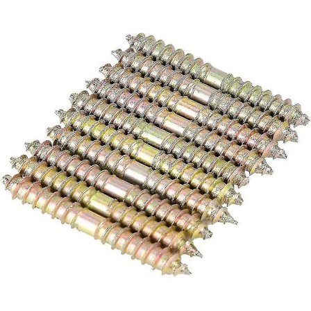 10 stk Dobbelendte skruer med flatt hode, møbelkoblingsbolter, stenger 6*50mm