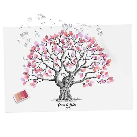 Alternativ Gæstebog Træ Alternativ Lærred Gæstebog Fingertræs Træ Vandafvisende Kreativ Diy Sign-in Bog Til Fest (FMY)