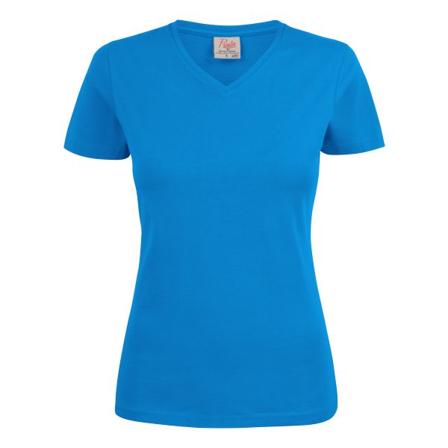 Printer Heavy V-neck Lady T-shirt Hav blå Havblå, Tøj