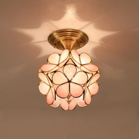 1-Lys blomsteragtig loftslampe, kreativ glasloftlampe, art deco LED lysekrone, hængende lampe til entre, balkon, soveværelse, spisestue, varm