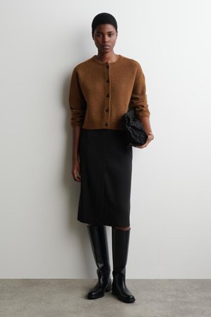 COS Women's Boiled-Wool Cardigan in Brown