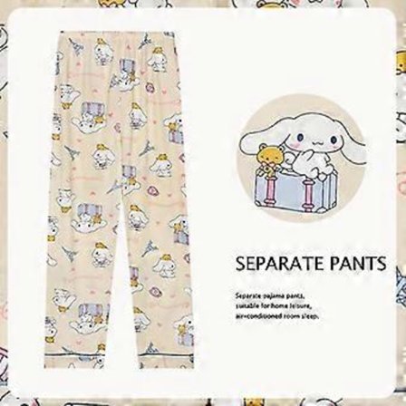 Anime Sanrio Pyjamasbyxor Cartoon Bottoms Sleepwear Långa för Par Bekväma Lösa Hembyxor Tunna Pyjamasbyxor (XL 11)