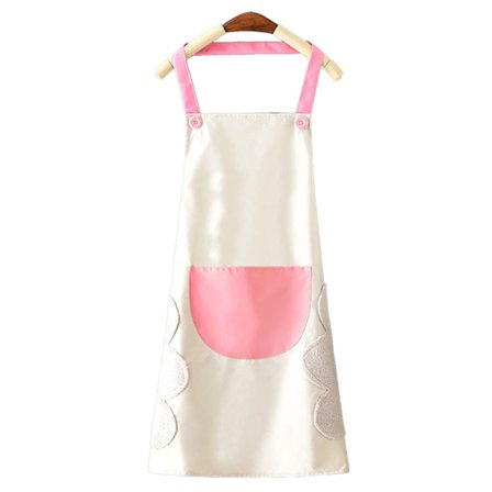 Sød Tegneserie Vandtæt Køkkenforklæde Lyse Farver til Familierestaurant Grå med Pink Lomme