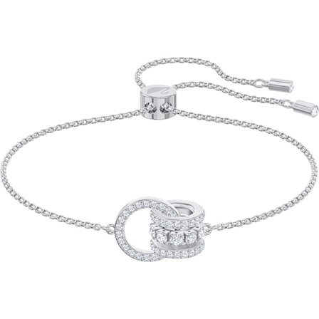 Armband, delikat klar kristall, platinatonad finish