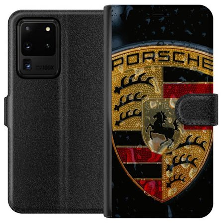 Kompatibel Tegnebogsetui til Samsung Galaxy S20 Ultra Porsche logo plakat luksusbil mærke våben sportsvogn emblem Stuttgart klassisk retro design bil