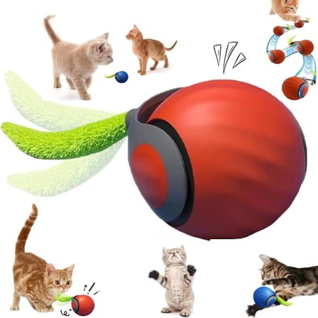 Speedy Tail 2.0 Katteleke, Speedy Tail Katteleke, Interaktiv Katteballeleke, Smarte Katteleker Ball, Tohastighetsjustering, med hale (oransje)