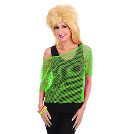 Bristol Novelty Dam/Damer 80-tals Mesh Top En Storlek Grön