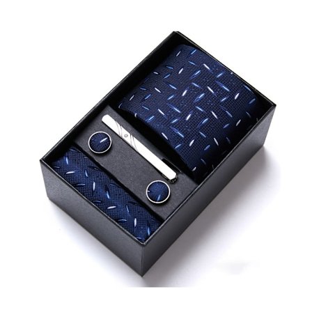 Klassisk vävd slips set för män med slips, näsduk och manschettknappar