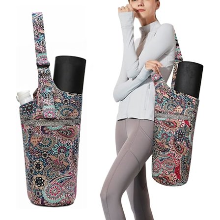 Yogaväska med stor ficka, yogaväska med justerbar axelrem