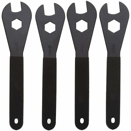 Kestävä hiiliteräksinen monitoiminen polkupyörän kartioavain - yhteensopiva 15 mm, 16 mm, 17 mm ja 18 mm polkupyörän korjausten kanssa