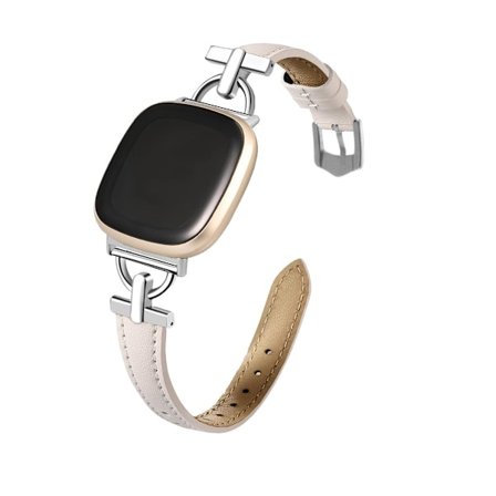 Aitoa nahkaa oleva ranneke Fitbit Versa 4/3/Sense -kelloon - Ruusukulta