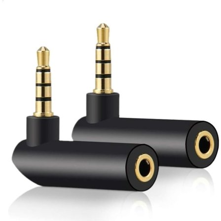 3,5 mm vinklet han til hun lydadapter 90 graders retvinklet forgyldt TRS stereo jackstik AUX-stik kompatibel med hovedtelefoner, tablets,