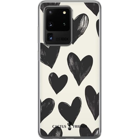 Kompatibel Mobilcover til Samsung Samsung Galaxy S20 Ultra Cactus and Friends - Bold Black Love Pattern