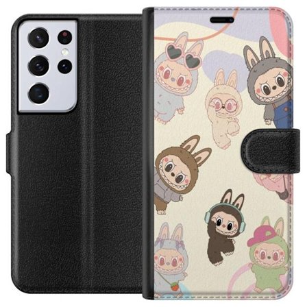Samsung Galaxy S21 Ultra 5G Lommeboketui Labubu Pop Mart Kollektion Motiv Figur Samling Design